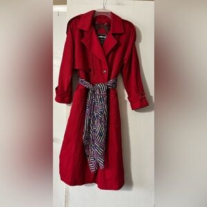 Gallery Scarlet Trench Coat with Patterned Belt
